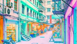 도시, 이웃, 도로, 거리, 도시의, 골목, 길, 대피소, 콘도, 식물, 미국골목