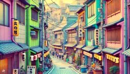 도시, 이웃, 도로, 거리, 도시의, 골목, 길, 대피소, 콘도, 식물, 일본골목