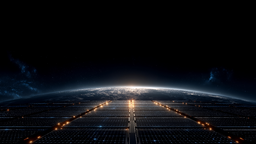 배경, background, 우주데이터센터, space, data, center, 데이터센터, 우주, 서버, server, 태양광패널, solar, panel, 우주정거장, station, 태양빛, sunlight, 솔라패널, array, 인프라, infrastructure, 네거티브스페이스, negative, 조명, lighting, 블루, blue, 템플릿, template, AI이미지, AI콘텐츠