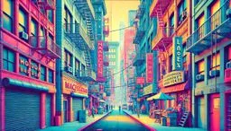 골목, 도시, 도로, 거리, 도시의, 이웃, 길, 건물, 연필그림, 미국골목