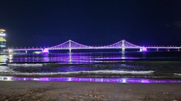 야경, 부산, 광안대교, 광안, 다리, 보라색, 보라