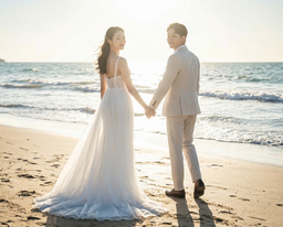 웨딩, 결혼, 웨딩사진, 결혼사진, 웨딩AI사진챌린지, 바다, 햇살, 야외