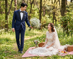 웨딩, 결혼, 웨딩사진, 결혼사진, 웨딩AI사진챌린지, 야외, 피크닉, 어부바, 키스