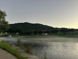 안개, 호수, 스모그, 풍경, 여름, 저녁, 오후, 안개낀호수, 여름저녁