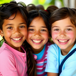 아이들, 어린이들, 행복한, 미소, 웃는, 환한, 스마일