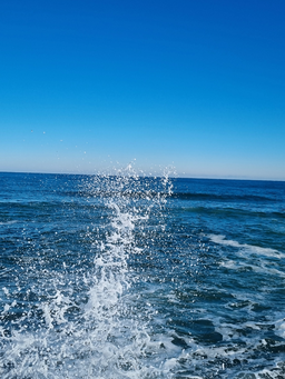하늘, 바다, 산, 노을, 자연, 지평선
