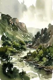 수채화, 자연, 감성, 배경화면