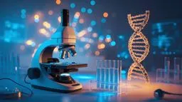 미래형, 실험실, 빛나는, DNA, 첨단, 현미경, 과학, 연구, 디지털, 아트, 생생한, 조명, 파란색과, 주황색, 구조, 떠다니는, 나선, 테이블, 유리, 시험관, 홀로그램, 디스플레이, 현대, 최첨단, 기술, 혁신, 분자, 생물학, 유전, 시각화, 공상, 입자, 부드러운, 보케, 효과, 3D, 모델, 황금, 상세, 아트워크, 환경, 장비, 미래, 분위기, 세련된, 디자인, 생화학, 발견, 공학, 반사, 따뜻한, 빛, 과학의, 몽환적인