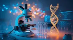 미래형, 실험실, 빛나는, DNA, 첨단, 현미경, 과학, 연구, 디지털, 아트, 생생한, 조명, 파란색과, 주황색, 구조, 떠다니는, 나선, 테이블, 유리, 시험관, 홀로그램, 디스플레이, 현대, 최첨단, 기술, 혁신, 분자, 생물학, 유전, 시각화, 공상, 입자, 부드러운, 보케, 효과, 3D, 모델, 황금, 상세, 아트워크, 환경, 장비, 미래, 분위기, 세련된, 디자인, 생화학, 발견, 공학, 반사, 따뜻한, 빛, 과학의, 몽환적인