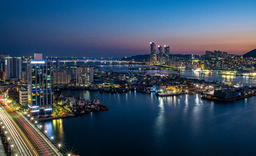항구, 바다, 야경, 빌딩, 대교, 다리, bridge, light, horbor, 부두, 노을, 밤바다, skyline, 스카이라인, 고층, 뱃길, 잔물결