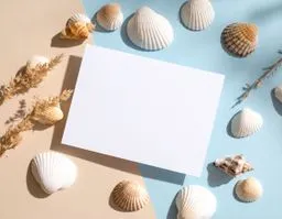 편지, 명함, 여름, 조개