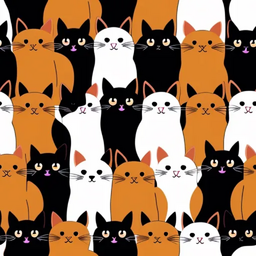 고양이, 패턴, 벽지, 귀여운, 마시마로, 냥이
