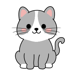 고양이, 귀여운, 캐릭터, 회색, 미소