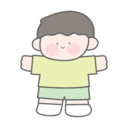 캐릭터, 귀여운, 미소, 노랑, 연두, 안녕, 어린이, 유아, 아동, 남자아이