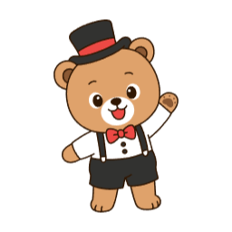 곰, 캐릭터, 모자, 마술사, 마술쇼, 셔츠, 의복, 패션, 중절모, 멜빵