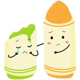 크레파스, 크레용, 슬픔, 위로, 주황색, 연두색, 부러진, 다친, 눈물