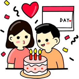 사람들, 사람, 케이크, 크림, 디저트, 얼굴, 파티, 커플, 기념일, 커플일러스트, day, 기념, 일러스트