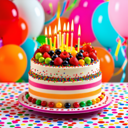 케이크, 생일케이크, 기념일, 파티, 풍선, 생일파티