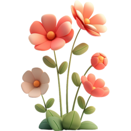 3d, flower, 꽃, flowers, 꽃들, 예쁜, 둥근, 들꽃, 입체, 모형, 풍선, 애니메이션, 일러스트, 