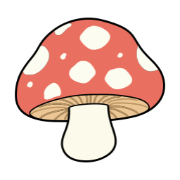 버섯, 귀여운, 주황, 화이트, 일러스트