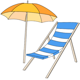 파라솔, 선베드, 여름휴가, 바캉스, 해변, 일러스트, 감성, 피서, sunbed