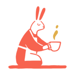 로고, 캐릭터, 토끼, 카페, 커피, 음료, 컵, 귀여운, 미니멀, 브랜드, 머그컵, 벡터, 따듯한, 심플