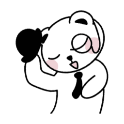 인사, 곰캐릭터, 신사캐릭터, 넥타이, 단안경, 단안경캐릭터, 검은모자, 백곰, 마지막인사