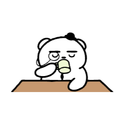곰캐릭터, 신사캐릭터, 넥타이, 단안경, 단안경캐릭터, 검은모자, 백곰, 차마시는, 카페, 진지한