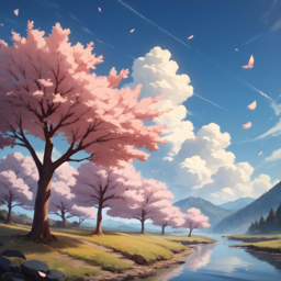풍경, 경치, 하늘, 사진, 그림, 구름, 산, 꽃, 벚꽃, 강, 호수, 봄