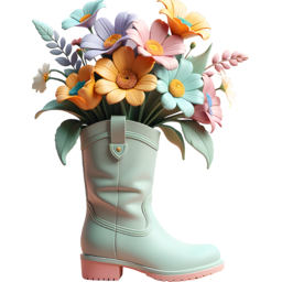 클레이, 화분, 신발, 장화, 꽃, 꽃병, flower, flowers, 배경제거