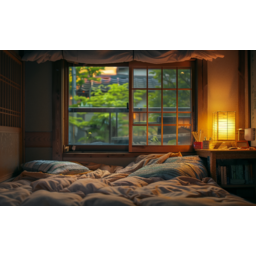 배경, 배경화면, 바탕화면, 섬네일, 유튜브, 대기화면, 저녁, 일본, 침대, 스탠드
