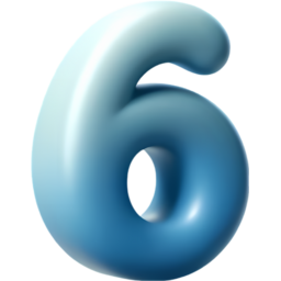 숫자, 육, 6, 숫자6, 6월, 넘버, 입체, 3d, 숫자3d, cartoon, anime, blue, 파란색, 하늘색, 귀여운, 사랑스러운, 볼륨감있는, 그래픽, 심볼, 상징