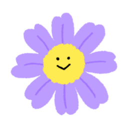꽃, 스마일, 스티커, 요소, svg, 캐릭터, 귀여운, 다꾸, 편지, 플라워, 꽃잎, 꽃캐릭터, 보라, 퍼플, 데이지