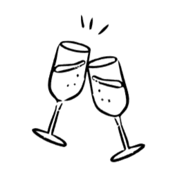 샴페인, 라인, 와인잔, 치얼스, 웨딩, 손그림