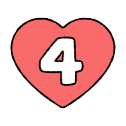 숫자, 4, 사, 넷, 숫자4, 하트, 하트숫자
