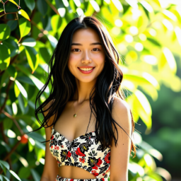 얼굴, 행복하다, 머리, 사람, 웃다, 성인, 여성, 수영복, 검은머리, 미모, 미인, 동양, 미녀