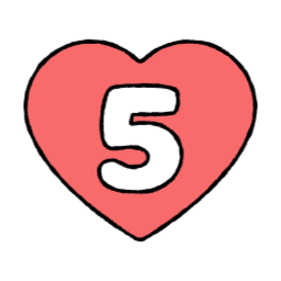 5, 숫자, 숫자5, 하트, 하트일러스트, 하트숫자, 하트5