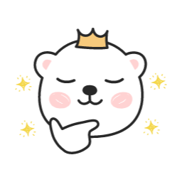 곰, 곰돌이, 백곰, 캐릭터, 이모티콘, 표정, 얼굴, 기분, 감정, 스티커, 동물, 하얀, 뽐내는, 자아도취, 잘난 척, 훗, 반짝, 빛나는, 왕자병, 왕관