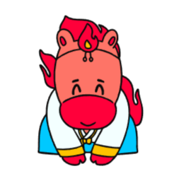 말, 새해, 병오년, 설날, 말띠, 귀여운, 빨강, 한복, 심플