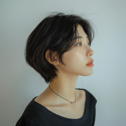 한국의, 어린, 아름다운, 자연스러운, 화장, 중단발, 검은머리, 8k, 레졸루션, 상업용, 사진, 미니멀리즘, 스타일, 우아한, 피부, 디테일, 배경, 프로필, 오른쪽, 단발, 심플, 심플한, 미인, 얼굴, 여자, 여성, 성인, 성인여자, 성인여성, 전문적인, 예쁜, 모델, 상반신, 숏컷