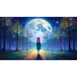 소녀, 미스테리, 보름달, 숲속
