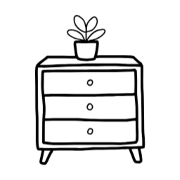 서랍장, 화분, 심플, 흑백, 가구, 3단서랍장, 수납장, 식물, 인테리어, 서랍