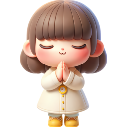 어린이, 아이, 여자아이, 두손을모은, 기도하는, 소원을비는, 눈을감은, 소원, 바램, 크리스마스선물, 3d, cartoon, anime, 입체, 일러스트, 캐릭터, 귀여운, 사랑스러운, 기도하는자세, 포즈