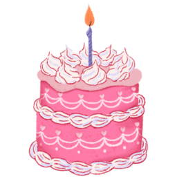 케이크, 일러스트, 빈티지, 핑크, 생일