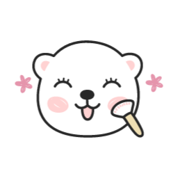 곰, 곰돌이, 백곰, 캐릭터, 이모티콘, 표정, 얼굴, 기분, 감정, 스티커, 동물, 하얀, 화장, 메이크업, 브러시, 변신, 꽃단장