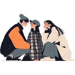 친구들, 세친구, 대화나누는, 이야기하는, 사람들, 대화