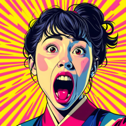 comic, cartoon, 익살, 우스꽝스러운, 재미, 캐릭터, 여자, woman, 사람, 일러스트, animation, 만화, 삽화, 도안, 볼터치, ugly, girl, 놀라는, 표정, 동그란, 크게, 뜬, 두, 눈, 딱, 벌린, 입, 치아, 입술, 女, 비명, 충격, 공포, 머리, 놀란, 외치는, 무서운, 깜짝, 애니