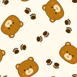 곰, 패턴, 귀여운, 노랑, 베이지, 손그림, 귀여운곰, 곰캐릭터, 발자국, 곰패턴, 곰돌이, 갈색곰, 곰발바닥, 동물캐릭터, 동물그림, 동물패턴, 귀여운패턴