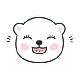 곰, 곰돌이, 백곰, 캐릭터, 이모티콘, 표정, 얼굴, 기분, 감정, 스티커, 동물, 하얀, 씨익, 웃음, 미소, 킥킥