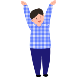 손을위로, 들고있는사람, 무언가들고있는사람, 선물들고있는사람, 선물증정, 선물준비, 축하해요, 체크무늬옷, 기지개피는사람, 기지개, 만세